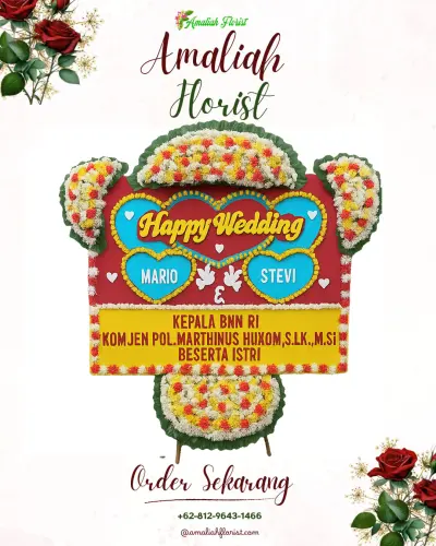 Karangan Papan Bunga Pernikahan di Jambe